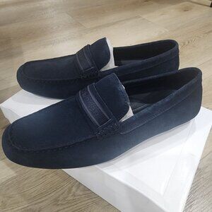 Calvin Klein Mens Oliver Dark Blue Suede Loafers 11.5 M